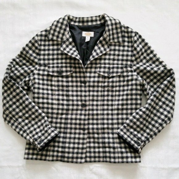 TALBOTS Other - TALBOTS Gingham White & Black Plaid Classic Blazer